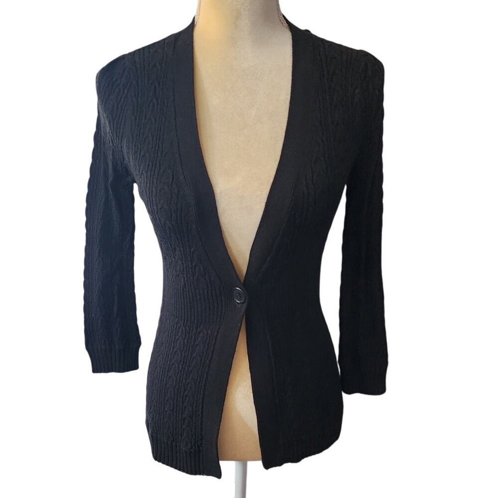 BCBG Women's Black One Button Closure Sweater Size Small